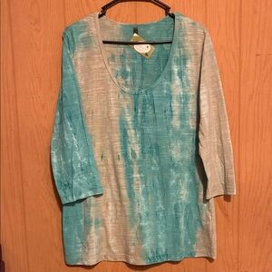 Daisy Teal Tie-Dye Short Sleeve Top